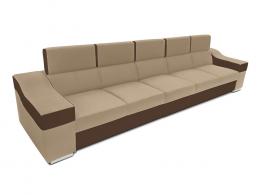 SOFÁ LINEAL 5 PLAZAS REPOSACABEZAS RECLINABLES Y BRAZOS ANCHOS 380 EVA BEIGE TELA/MARRÓN POLIPIEL