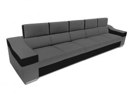 SOFÁ LINEAL 5 PLAZAS REPOSACABEZAS RECLINABLES Y BRAZOS ANCHOS 380 EVA GRIS OSCURO TELA/NEGRO POLIPIEL