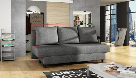 Foto SOFÁ CAMA EXTRAIBLE 190 CM AMAZA GRIS OSCURO