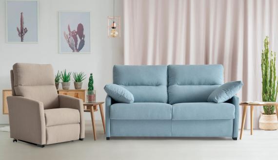 Foto Sofá cama «italiano» (apertura italiana) 3 plazas - Petit, Azul, 172 cm