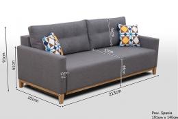 Sofá cama básico con función de dormir - ARIEL, Gris oscuro, 213 cm