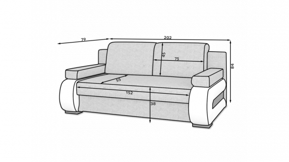Photo Classic sofa bed reinvented with modern design 202 cm - Laura, Light Gray/Dark Gray