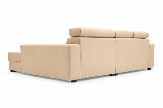 Photo Sofa bed with storage, reclining headrests, 263 cm x 178 cm, Mexico de Lux Beige