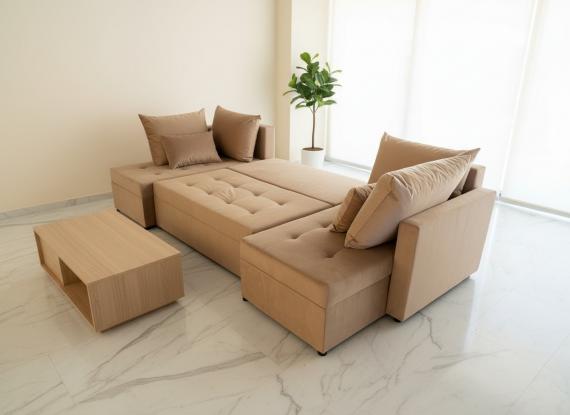 Photo SOFÁ CAMA CON ARCÓN FORMA DE U 290 CM X 145 CM MOS U BEIGE