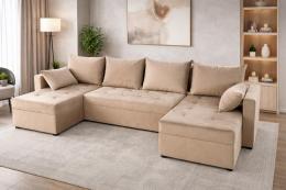 SOFÁ CAMA CON ARCÓN FORMA DE U 290 CM X 145 CM MOS U BEIGE