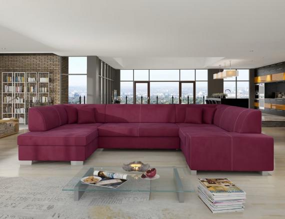 Foto SOFÁ CAMA CON ARCÓN FORMA DE U 322 CM X 204 CM HAVANA VIOLETA BURDEOS OFERTA