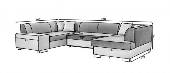 Foto SOFÁ CAMA CON ARCÓN FORMA DE U 320 CM X 207 CM HAVANA GRIS OSCURO/GRIS CLARO