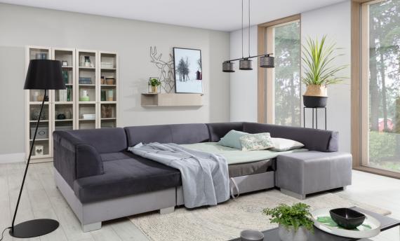 Foto SOFÁ CAMA CON ARCÓN FORMA DE U 320 CM X 207 CM HAVANA GRIS OSCURO/GRIS CLARO