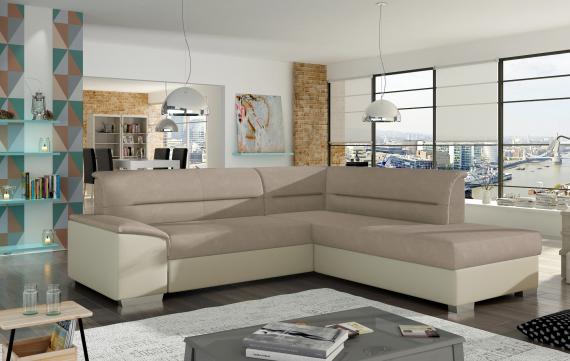 Foto Sofá cama con arcón - Verso, Beige/Crema, Tela/Polipiel, 266x212