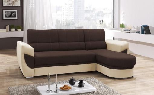 Foto SOFÁ CAMA CON ARCÓN 250 CM X 170 CM TRENDY MARRÓN TELA/BEIGE POLIPIEL