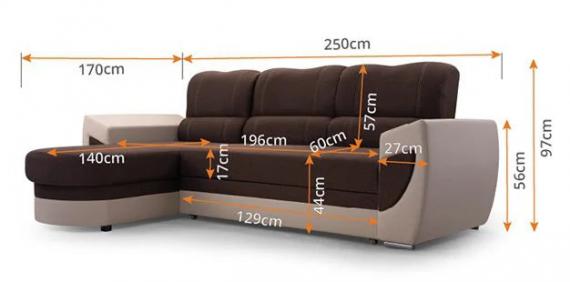 Foto SOFÁ CAMA CON ARCÓN 250 CM X 170 CM TRENDY MARRÓN TELA/BEIGE POLIPIEL