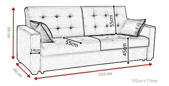 Foto SOFÁ CAMA CON FORMA MINIMALISTA 224 CM BAWARIA VERDE