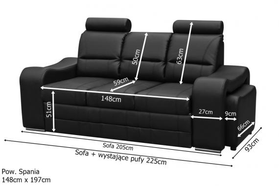 Foto SOFÁ CAMA PEQUEÑO 3 PLAZAS I 2 PUFF I 205 CM WENUS GRIS