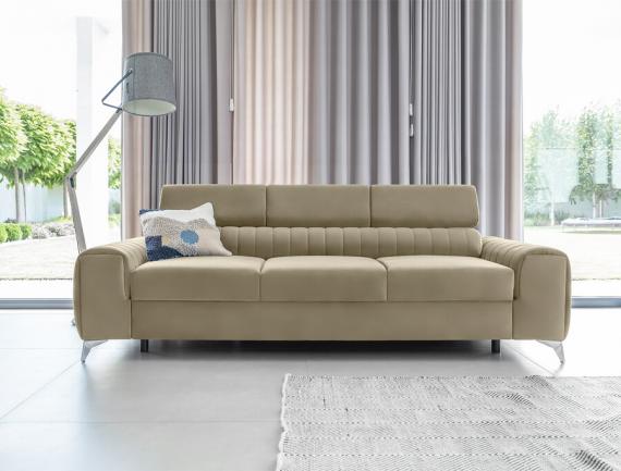 Foto Sofá cama con reposacabezas reclinables  261cm - LAURENCE Marrón claro