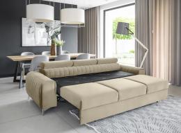 Sofá cama con reposacabezas reclinables  261cm - LAURENCE Marrón claro