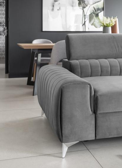 Photo Sofa bed with reclining headrests - Gray - 261cm - LAURENCE