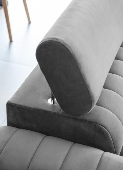 Photo Sofa bed with reclining headrests - Gray - 261cm - LAURENCE