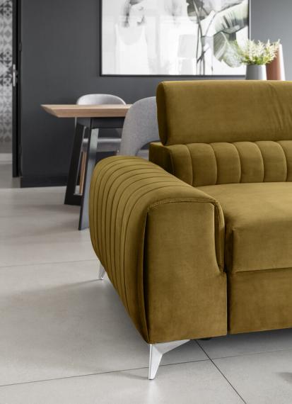 Photo Sofa bed with reclining headrests - Mustard - 261 cm - LAURENCE