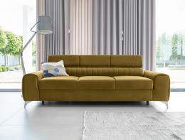 Sofá cama con reposacabezas reclinables - mostaza - 261 cm - LAURENCE