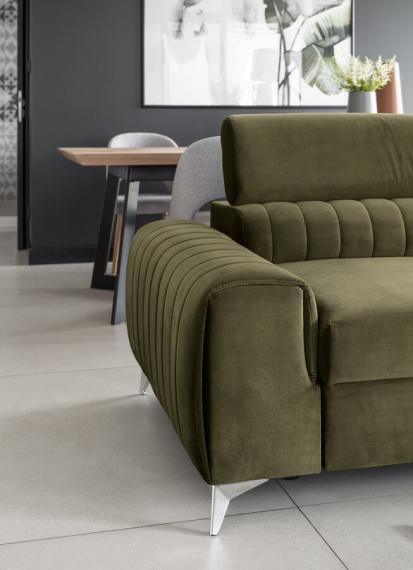 Photo Sofa bed with reclining headrests - Olive - 261cm - LAURENCE