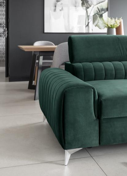 Photo Sofa bed with reclining headrests - Green - 261cm - LAURENCE