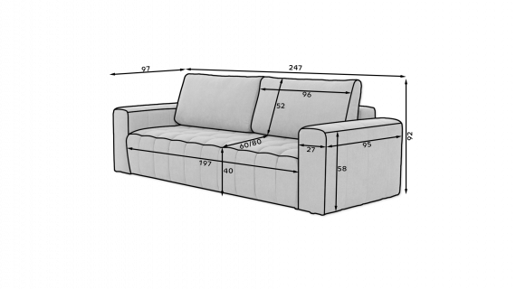 Photo Convertible sofa bed - Beige - 247cm - LAZARO