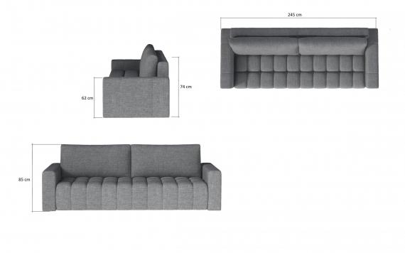 Photo Convertible sofa bed - Beige - 247cm - LAZARO