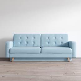Sofá cama de estilo escandinavo Vegas, Azul, 229cm