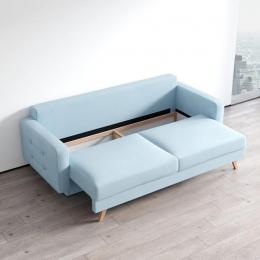 Sofá cama de estilo escandinavo Vegas, Azul, 229cm