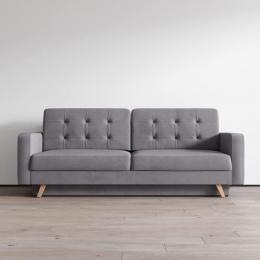 Sofá cama de estilo escandinavo Vegas, Gris oscuro, 229cm