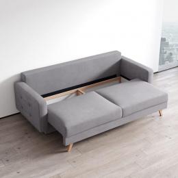 Sofá cama de estilo escandinavo Vegas, Gris oscuro, 229cm