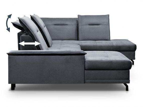 Foto SOFÁ GRANDE CON CAMA Y ARCÓN FORMA DE U CON PATAS ALTAS 364 CM X 230 CM BRUNO GRIS OSCURO