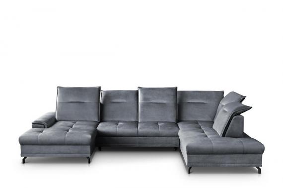 Foto SOFÁ GRANDE CON CAMA Y ARCÓN FORMA DE U CON PATAS ALTAS 364 CM X 230 CM BRUNO GRIS OSCURO
