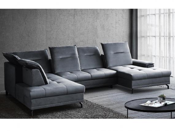 Foto SOFÁ GRANDE CON CAMA Y ARCÓN FORMA DE U CON PATAS ALTAS 364 CM X 230 CM BRUNO GRIS OSCURO