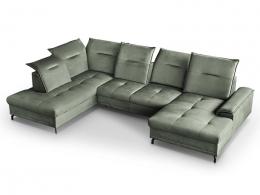 SOFÁ GRANDE CON CAMA Y ARCÓN FORMA DE U CON PATAS ALTAS 364 CM X 230 CM BRUNO OLIVA