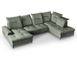 SOFÁ GRANDE CON CAMA Y ARCÓN FORMA DE U CON PATAS ALTAS 364 CM X 230 CM BRUNO OLIVA
