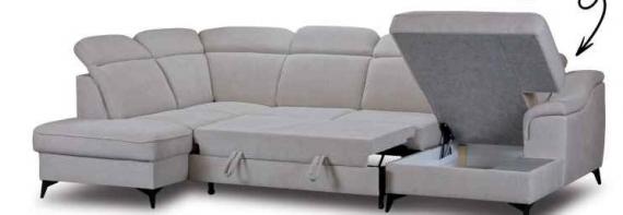 Foto SOFÁ CAMA CON ARCÓN FORMA DE U 320 CM X 206 CM SALSA GRIS CLARO