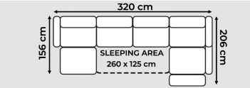 Foto SOFÁ CAMA CON ARCÓN FORMA DE U 320 CM X 206 CM SALSA GRIS CLARO