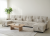 Sofá Cama en U de Tela de Pana 400x135 cm con 2 Arcones Portavasos Integrados USB Tipo-C - Costa U LUX GRIS CLARO