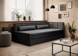 Sofá Cama - Fulgeo, Gris oscuro/Negro, 214 cm