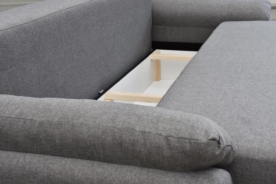 Foto Sofá cama grande convertible de calidad - BENITA, Gris, 250 cm