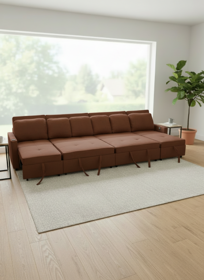 Photo 6-seater modern sofa bed+USB+type-C+cup holders-400cm - COSTA R XXL