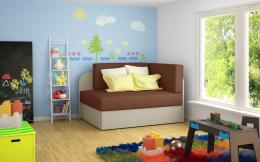 Sofá-cama infantil - Rosa, Marron/Beige