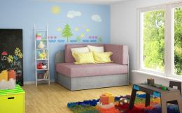 Sofá-cama infantil - Rosa, Rosa/Gris