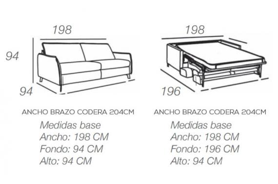 Foto Sofá cama «italiano» (apertura italiana) - colchon 16 cm - gris oscuro – MILAN