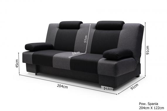 Foto SOFÁ CAMA ÚNICO CON REPOSACABEZAS AJUSTABLES 200 CM ANTONIO GRIS/GRIS OSCURO