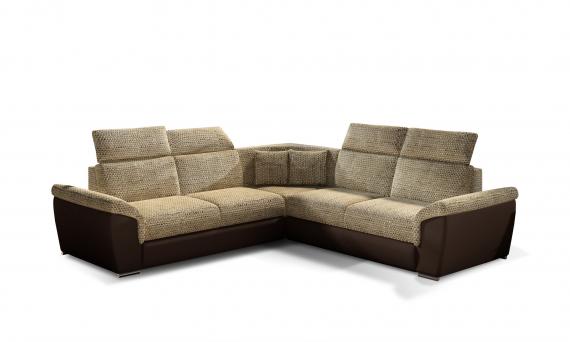 Photo Corner sofa bed with storage - Federico, Beige/Brown, 268x268