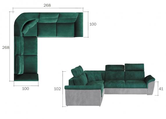 Photo Corner sofa bed with storage - Federico, Dark Gray/Light Gray, 268x268