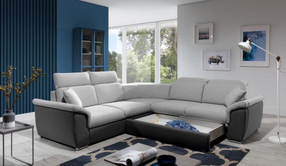 Photo Corner sofa bed with storage - Federico, Dark Gray/Light Gray, 268x268