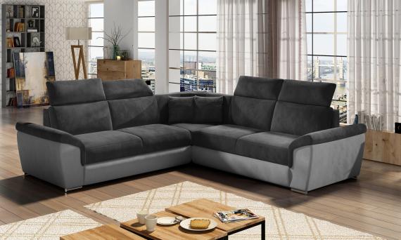 Photo Corner sofa bed with storage - Federico, Dark Gray/Light Gray, 268x268